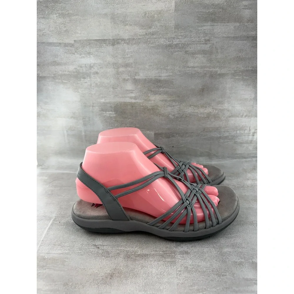 Skechers Reggae Slim Vacay Grey Strappy Sandals Women Size 8 Walking Hiking